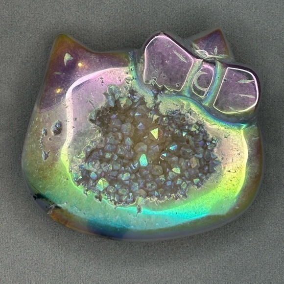 Hello Kitty Other - Rare! Angel Aura Agate Hello Kitty Geode Crystal Carving